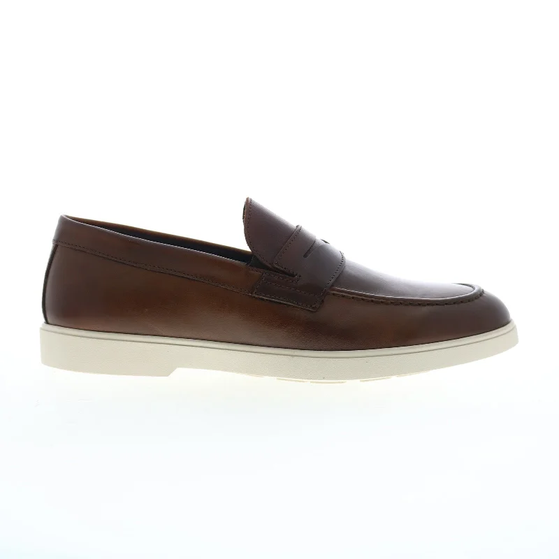 Closeout Bruno Magli Ezra MB4EZRB0 Mens Brown Leather Loafers & Slip Ons Penny Shoes