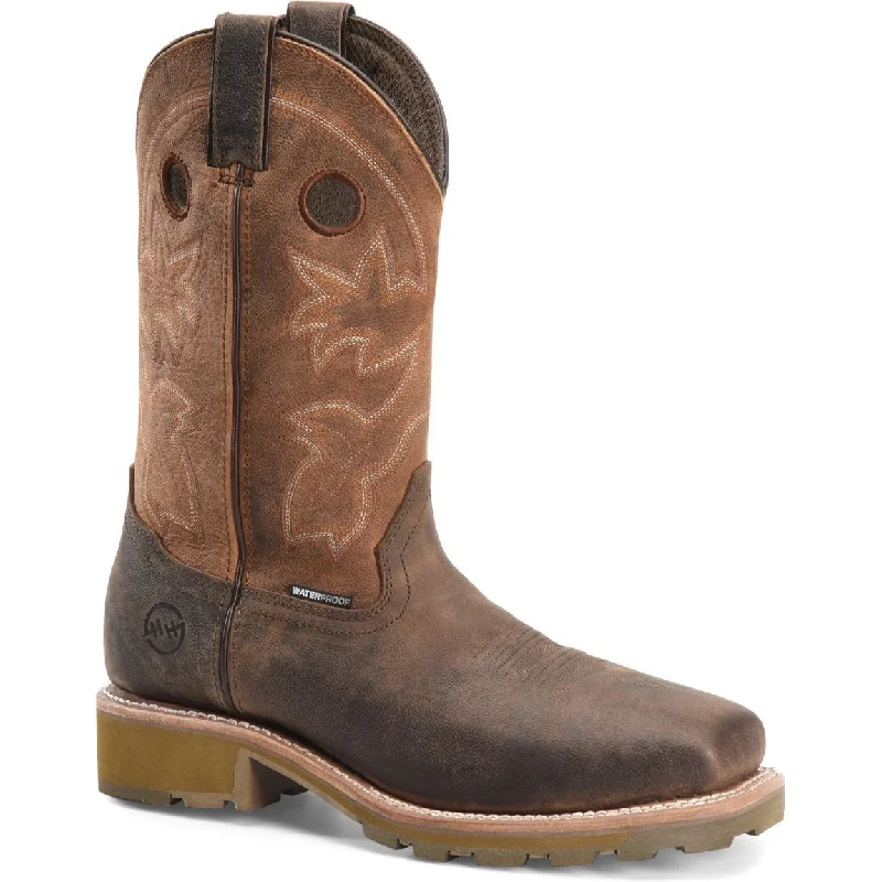 Double H Men's Abner 12" Comp Toe WP Western Work Boot- Brown - DH5353