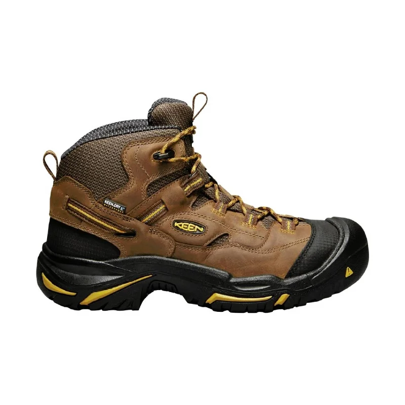 KEEN Utility Men's Braddock Mid Waterproof Steel Toe Work Boot - Cascade Brown/Tawny Olive