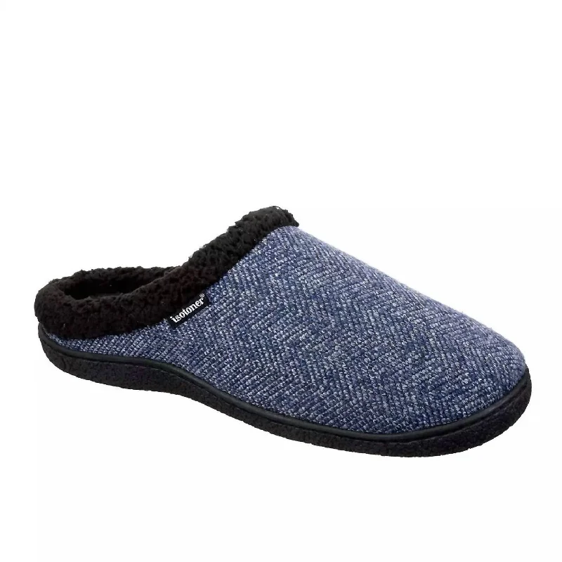 Men's Herringbone Harvey Comfort Slipper In Navy