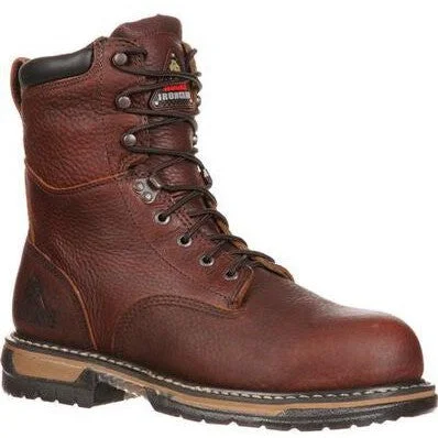 Rocky Men's Ironclad 8" Steel Toe WP Slip Resist Work Boot  -Brown- FQ0006693