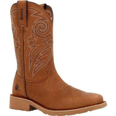 Rocky Men's Monocrepe 12" Square Toe Western Boot -Cognac- RKW0433