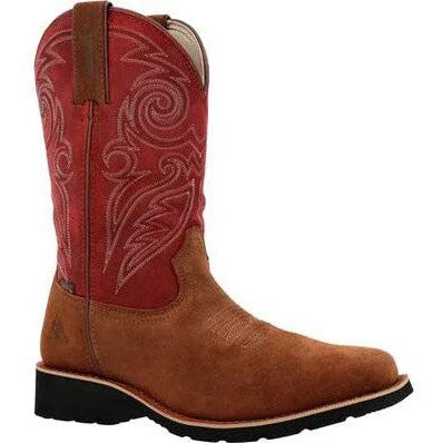 Rocky Men's Monocrepe 12" Square Toe WP Western Boot -Cabernet- RKW0432