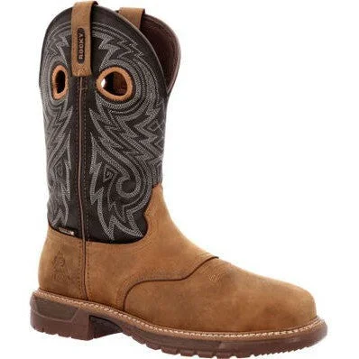 Rocky Men's Original Ride 11" Comp Toe WP Western Work Boot -Brown- RKW0391