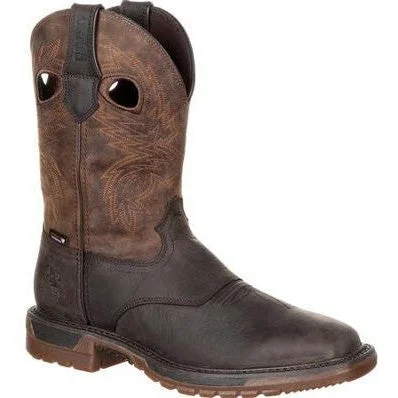 Rocky Men's Original Ride 11" Square Toe WP Western Boot -Brown- RKW0234