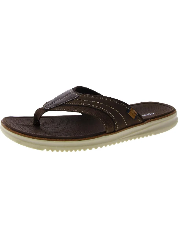 Sync In Mens Faux Leather Thong Flip-Flops