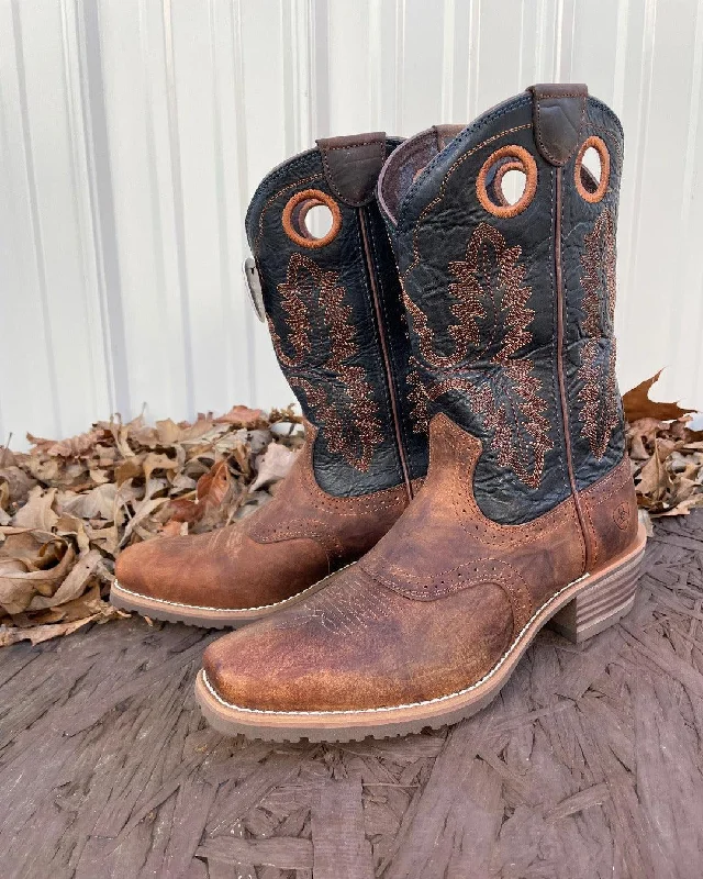 Ariat Men's Brown & Blue Hybrid Roughstock Square Toe Western Boot 10046831