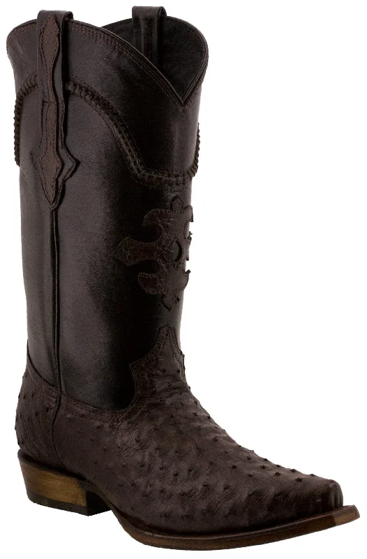 Weekend Offers That Excite Men's Brown Genuine Ostrich Quill Exotic Skin Cowboy Boots - Snip Toe