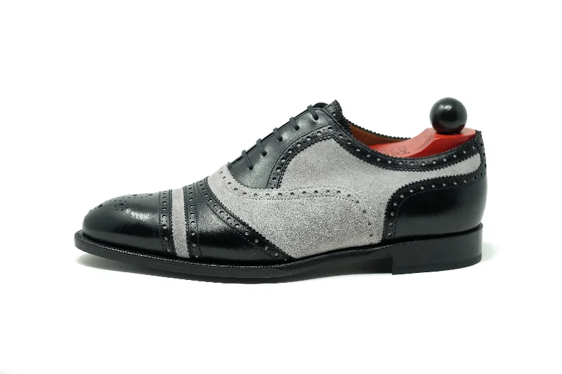 Value Deals Phillips - MTO - Black Calf / Light Grey Suede - NGT Last - Single Leather Sole Value Deals Phillips - MTO - Black Calf / Light Grey Suede - NGT Last - Single Leather Sole