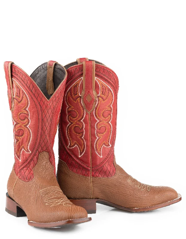 Lowest Prices This Weekend – Don't Miss Out Stetson Glendive Mens Tan Leather 13in Shark Red Matte Boots
