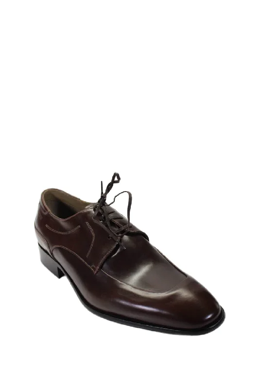 Tardini Mens Genuine Italian Leather Lace Up Oxford Dress Shoes Brown